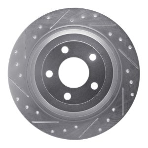 Ford Mustang Brake Rotor (1) - Rear Left - R1 Concepts - Drilled & Slotted - Silver - `15-`23 Ford Mustang Brake Rotor (1) - Rear Left - R1 Concepts - Drilled & Slotted - Silver - `15-`23